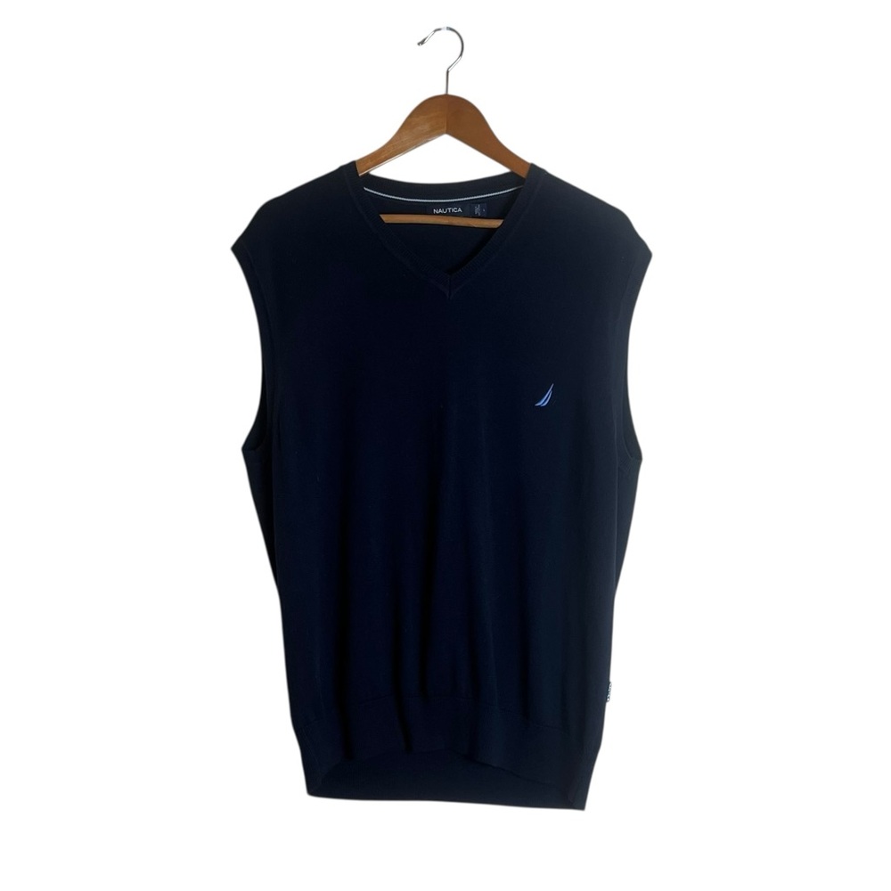 Nautica navy 100% cotton sweater vest. Size large